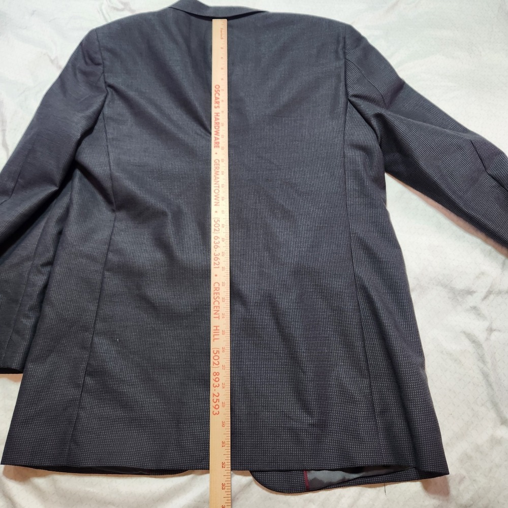 KENNETH MORTON Mens Size 42L Black Gray Sport Coat Suit Jacket Blazer Checkered - Picture 9 of 13